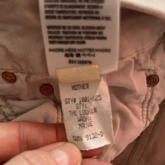 MOTHER The Looker Velvet Pant Jean Mauve Pink Size 27 Skinny Ankle Crop - Picture 8 of 14